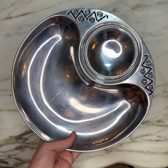 Vintage Wilton Armetale Reggae Chip & Dip Bowl Tray | Retro Serveware - Picture 5 of 7